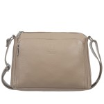 VERA PELLE torebka damska skórzana listonoszka z paskiem na ramię V535 beżowa