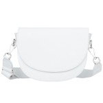 VERA PELLE torebka damska skórzana listonoszka z szerokim paskiem na ramię V558 biała
