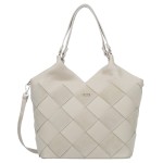 VEZZE torebka damska skórzana shopper pleciona z długimi rączkami na ramię V538 kremowa