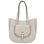 VEZZE torebka damska skórzana klasyczna z długimi rączkami na ramię V548 jasna beżowa