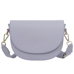 VERA PELLE torebka damska skórzana listonoszka z paskiem na ramię V504 jasna lawendowa