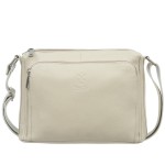 VERA PELLE torebka damska skórzana listonoszka z paskiem na ramię V535 kremowa