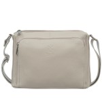 VERA PELLE torebka damska skórzana listonoszka z paskiem na ramię V535 jasna beżowa