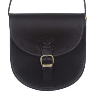 VERA PELLE torebka damska skórzana listonoszka z paskiem na ramię V607 czarna