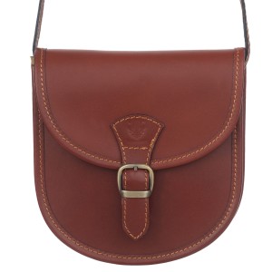 VERA PELLE torebka damska skórzana listonoszka z paskiem na ramię V607 brązowa