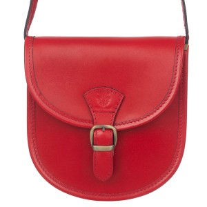 VERA PELLE torebka damska skórzana listonoszka z paskiem na ramię V607 czerwona
