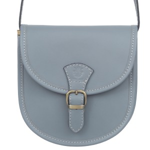 VERA PELLE torebka damska skórzana listonoszka z paskiem na ramię V607 szara