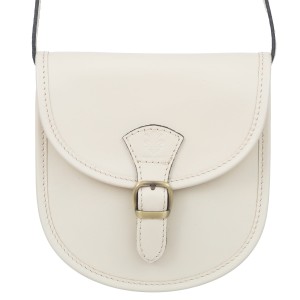 VERA PELLE torebka damska skórzana listonoszka z paskiem na ramię V607 kremowa