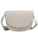VERA PELLE torebka damska skórzana listonoszka z szerokim paskiem na ramię V558 jasna beżowa