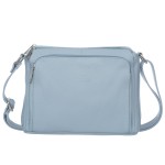 VERA PELLE torebka damska skórzana listonoszka z paskiem na ramię V535 jasna niebieska