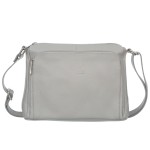 VERA PELLE torebka damska skórzana listonoszka z paskiem na ramię V535 jasna szara