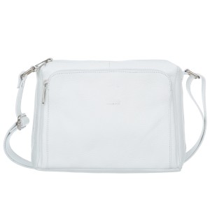 VERA PELLE torebka damska skórzana listonoszka z paskiem na ramię V535 biała