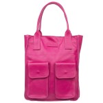 VERA PELLE torebka damska skórzana shopper na ramię z kieszeniami V516 fuksja