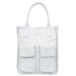 VERA PELLE torebka damska skórzana shopper na ramię z kieszeniami V516 biała