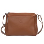 VERA PELLE torebka damska skórzana listonoszka z paskiem na ramię V535 camel