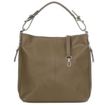 VERA PELLE torebka damska skórzana licowa worek z paskiem na ramię V495 oliwkowa