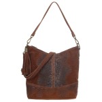 VERA PELLE torebka damska zamszowa listonoszka z paskiem i frędzelkiem kroko V479 brązowa