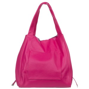 VERA PELLE torebka damska skórzana shopper z saszetką na ramię V497 fuksja