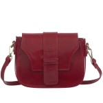 VERA PELLE torebka damska skórzana listonoszka vintage z paskiem na ramię V649 bordowa