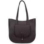 VEZZE torebka damska skórzana klasyczna z długimi rączkami na ramię V548 ciemna brązowa