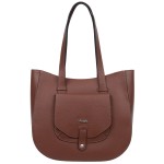 VEZZE torebka damska skórzana klasyczna z długimi rączkami na ramię V548 brązowa