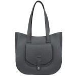 VEZZE torebka damska skórzana klasyczna z długimi rączkami na ramię V548 ciemna szara