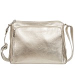 VERA PELLE torebka damska skórzana listonoszka z paskiem na ramię V535 złota