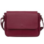 VERA PELLE torebka damska skórzana listonoszka z klapą i paskiem na ramię V556 bordowa