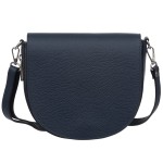 VERA PELLE torebka damska skórzana listonoszka z klapą i paskiem V574 granatowa