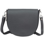 VERA PELLE torebka damska skórzana listonoszka z klapą i paskiem V574 ciemna szara
