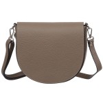 VERA PELLE torebka damska skórzana listonoszka z klapą i paskiem V574 taupe