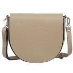 VERA PELLE torebka damska skórzana listonoszka z klapą i paskiem V574 beżowa