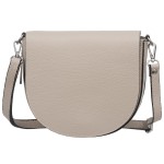 VERA PELLE torebka damska skórzana listonoszka z klapą i paskiem V574 jasna beżowa