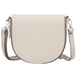 VERA PELLE torebka damska skórzana listonoszka z klapą i paskiem V574 kremowa