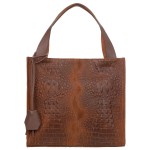 VERA PELLE torebka damska zamszowa shopper klasyczna kroko na ramię V510 brązowa