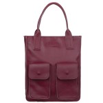 VERA PELLE torebka damska skórzana shopper na ramię z kieszeniami V516 bordowa