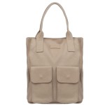 VERA PELLE torebka damska skórzana shopper na ramię z kieszeniami V516 beżowa