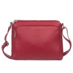 VERA PELLE torebka damska skórzana listonoszka z paskiem na ramię V535 ciemna czerwona