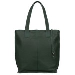 VERA PELLE torebka damska skórzana shopper z długimi rączkami i paskiem V523 ciemna zielona