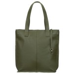 VERA PELLE torebka damska skórzana shopper z długimi rączkami i paskiem V523 oliwkowa