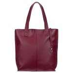 VERA PELLE torebka damska skórzana shopper z długimi rączkami i paskiem V523 bordowa