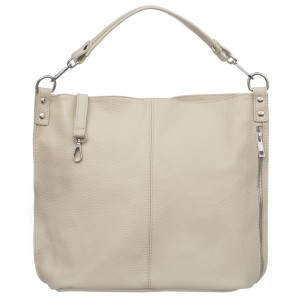 VERA PELLE torebka damska skórzana worek z paskiem na ramię V388 kremowa