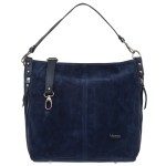 VEZZE torebka damska zamszowa worek z paskiem na ramię V551 granatowa