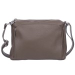 VERA PELLE torebka damska skórzana listonoszka z paskiem na ramię V535 ciemna taupe