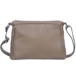 VERA PELLE torebka damska skórzana listonoszka z paskiem na ramię V535 taupe