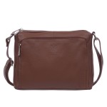 VERA PELLE torebka damska skórzana listonoszka z paskiem na ramię V535 brązowa
