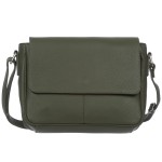 VERA PELLE torebka damska skórzana listonoszka z klapą i paskiem na ramię V556 oliwkowa