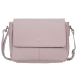 VERA PELLE torebka damska skórzana listonoszka z klapą i paskiem na ramię V556 liliowa