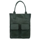 VERA PELLE torebka damska skórzana shopper na ramię z kieszeniami V516 ciemna zielona