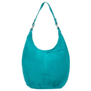 VERA PELLE torebka damska zamszowa worek na ramię V058 turkusowa